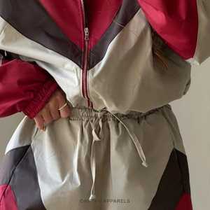 Women Sporty Color Block Zip up Romper Long Sleeve Turtleneck Collar Elastic Waist Shorts Jumpsuit Spandex/Cotton - Product Image 5