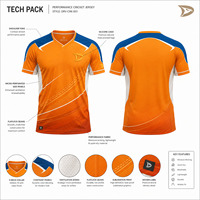 Großhandel Herren Kurzarm Cricket Trikot Individuell Anpassbares Blanko Safranblau Schnelltrocknend Polyester Teamwear Uniform Set