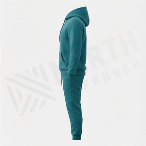 Ensemble de survêtement décontracté pour homme, couleur turquoise, avec sweat-shirt à capuche et pantalon de jogging en coton uni, avec cordon de serrage et poches, idéal pour l'automne - Product Image 3