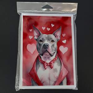 Whimsical A7 Tamaño 5x7 New Pit Bull Terrier My Valentine Tarjetas de felicitación Pack 8 Tarjetas de nota en blanco con sobres - Product Image 3