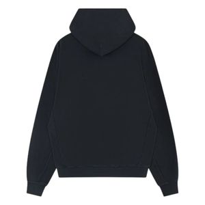 Sudadera con capucha de algodón suave de punto, de gramaje alto, con efecto lavado, acanalada, negra, de manga larga, estilo casual para hombre, corte cómodo - Product Image 2