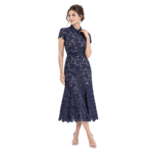 Breathable Midi <b>Dress</b> <b>For</b> <b>Women</b> Elegant <b>Vintage</b> Fit And Flare Short Cap Sleeve Collared Neck Floral Party Summer/Spring - Product Image 2