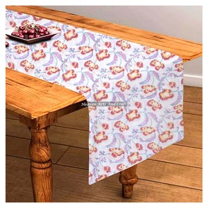 Indian Hand Block Floral Printed 100% Pure Cotton Royal Vintage Look Table <b>Runner</b> Modern Home Decor Mid Century For Wedding - Product Image 1