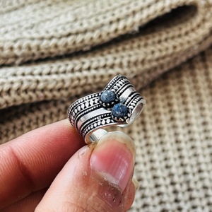 Lapis lazuli Stone <b>Ring</b> Tribal <b>Brass</b> Finger <b>Ring</b> for Women Boho Ethnic <b>Brass</b> <b>Ring</b> Oxidized Silver - Product Image 2