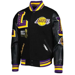 Authentic <b>Wool</b>-Blend Collegiate Jacket for Men with Vegan Leather Sleeves and <b>Quilted</b> Thermal Lining - Product Image 3
