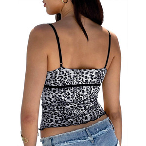 Débardeur Femme Y2K Streetwear Personnalisable Imprimé Léopard avec Dentelle Col V Coupe Ajustée Bretelles Fines – Vente en Gros - Product Image 2