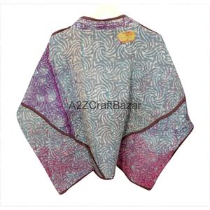 Handmade Breathable Cotton Kantha Printed Nonwoven Quilted <b>Patchwork</b> <b>Jacket</b> Women Boho Vintage Hippie Floral Winter - Product Image 2