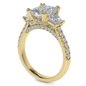 Anillo de compromiso de oro con diamante de laboratorio de lujo, certificado IGI, corte radiante trapezoidal, de tres piedras, para mujer - Product Image 2