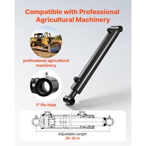 Vérin hydraulique à double effet, alésage 2 po, course 12 po, 3500 PSI, robuste, avec tube transversal soudé - Product Image 2