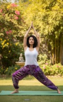 Pantalon de yoga confortable et respirant pour l'été, style patchwork bohème hippie vert, super confortable, vente en gros pour femmes