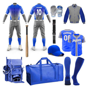 Custom Baseball Uniform Men's White Blue Striped Jersey Pants Gloves Hat <b>Socks</b> Bag Breathable Polyester All Seasons Wear - Product Image 4