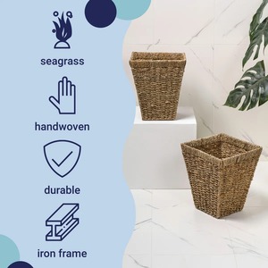 Rustic Bohemian Handwoven Seagrass Handmade Storage <b>Basket</b> Wholesale eco-friendly Made in Vietnam - Product Image 4