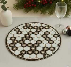 Handcrafted <b>Glass</b> Bead Eco-Friendly Floral Pattern <b>Dining</b> Placemat Designer Elegant Home Decoration Fine Quality Craftsmanship - Product Image 1