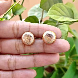 Modern classy jewelry minimalist dome stud <b>earring</b> solid brass 18k gold plated texture metal round ball shape ear stud pairs - Product Image 4