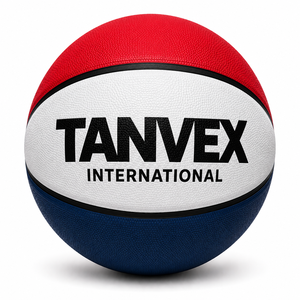 Ballon de basketball TANVEX INTERNATIONAL noir avec logo doré, revêtement en PVC, chambre à air en caoutchouc naturel, taille et poids personnalisables (600-650g) - Product Image 5