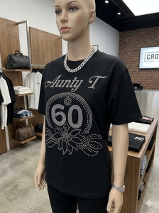 Camiseta de Manga Corta de Seda Rosa para Hombre, con Letras de Diamantes de Imitación, Cuello Redondo, Corte Holgado, Estilo Urbano, Tejido Transpirable - Product Image 3