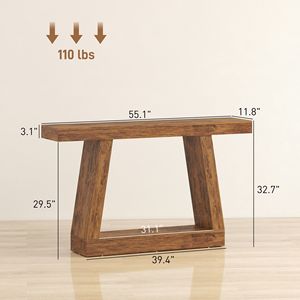 Consolle Minimalista Rustica Marrone a 2 Ripiani con Vano Portaoggetti per Ingresso, Corridoio, Soggiorno Dietro il Divano - Product Image 2