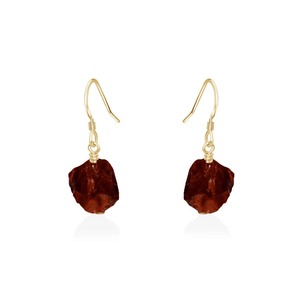 Handmade Raw Garnet Hoop <b>Earrings</b> Natural January Birthstone <b>Gold</b> Plated <b>Dangle</b> <b>Earrings</b> for Women - Product Image 1