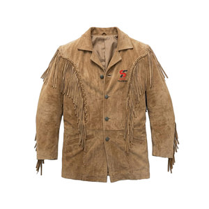 Solid Trader Soft Suede Fringe <b>Leather</b> <b>Jacket</b> Western Cowboy Tassel Style Durable Stitching High End Fashion Wear - Product Image 1