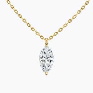 Elegant Design 1ct Marquise Cut Lab Grown Diamond Solitaire <b>Pendant</b> 14K <b>Solid</b> <b>Gold</b> Wedding Anniversary Necklace Prong Setting - Product Image 2