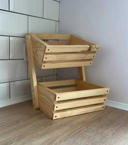 Modern Eco-Friendly Wooden <b>Storage</b> <b>Basket</b> <b>with</b> Strong Handles Organizer for <b>Shelves</b> Cabinets and Countertops - Product Image 1