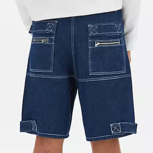 Pantalones Cortos de Mezclilla Cargo para Hombre, Bordados con Cristales, Diseño Multibolsillos, Color Azul Claro, Algodón, Casuales, para Verano, Trabajo al Aire Libre - Product Image 3