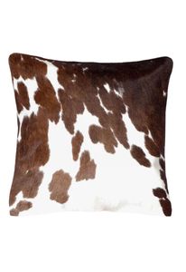 Square cowhide Pillow 20x20in Crocodile Pattern Brown with Black Corners and Studs Home Decor - Product Image 3