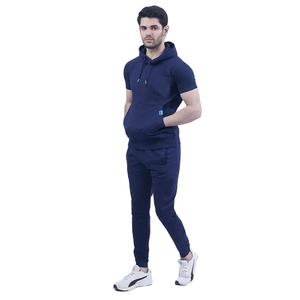 Chándal de verano con capucha para hombre al por mayor OEM 100% algodón 2 piezas en blanco conjunto de chándal para hombre de manga corta con capucha y pantalones para hombre - Product Image 1