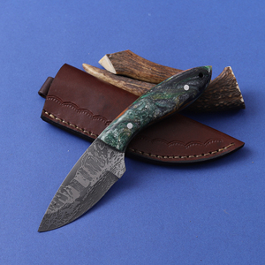 Cuchillo de caza OEM personalizado con hoja fija de acero 12C27 grabado al ácido, mango de resina de grado industrial y diseño Drop Back Skinner - Product Image 1