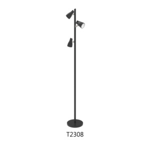 Lámpara de pie minimalista con pantalla de metal negro en forma de cono, altura ajustable, luz LED blanca fría T2308 - Product Image 1