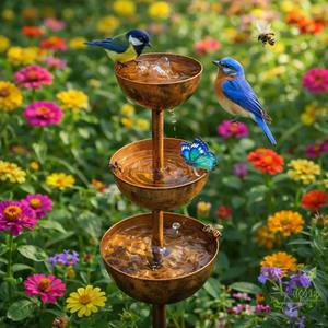 Cadena de lluvia con forma de 3 cuencos, perfecta para decoración exterior de jardines y como elemento decorativo para la recolección de agua de lluvia. Venta al por mayor desde India. - Product Image 4