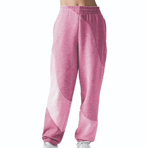 Pantalon de jogging patchwork pour femme, taille haute, cordon élastique, colorblock, en mélange de coton doux, streetwear décontracté, fitness - Product Image 5