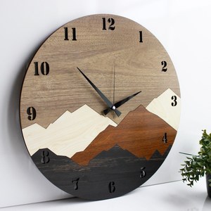 Reloj de Pared de Madera con Diseño de Montaña en Capas, Arte de Pared con Corte Láser de la Naturaleza, Decoración para el Hogar en MDF - Product Image 4