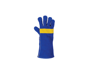 Gants de sécurité en cuir résistants à la chaleur, usage général, respirants, bleu diamant jaune, 14 pouces, manchette droite, anti-chaleur et anti-abrasion - Product Image 5