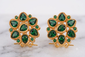 Wholesale Fashion Jewelry Gold Plated <b>Crystal</b> Flower <b>Stud</b> <b>Earrings</b> Micro Pave CZ Stone Statement <b>Earrings</b> for Women Wedding - Product Image 3