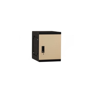 Meuble de rangement cubique moderne en PVC beige et noir avec serrure pour bureau à domicile - Product Image 1