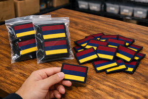 Parche Tejido Estilo DZ del Regimiento Médico de Asistencia Táctica 16 – Insignia de Paracaídas Marrón, Azul y Amarillo - Product Image 6