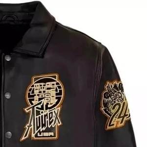 Chaqueta de cuero estilo bomber negra para hombre, estilo americano clásico, regalo para él y regalo para papá. - Product Image 3