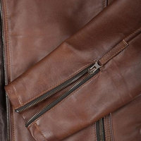 Blouson Bomber en Cuir de Vachette Marron pour Homme, Col Montant, Fermeture Éclair, Manches Classiques, Hiver, Couleur Unie, Écologique