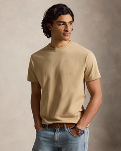 T-shirt à manches courtes et col rond en coton beige uni pour homme – Léger, doux, confortable, idéal pour un usage quotidien et une mode décontractée - Product Image 4