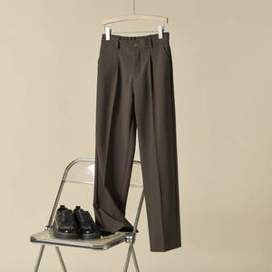 Pantalon de costume drapé anti-plis pour homme, taille semi-élastique, coupe décontractée et polyvalente pour l'été - Product Image 5