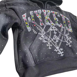 เสื้อฮู้ดปักลายกราฟิกสั่งทำขายส่งจำนวนมาก เสื้อสเวตเชิ้ตแบบสวมหัวสไตล์สตรีทแวร์สำหรับฤดูใบไม้ร่วง - Product Image 4