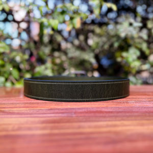 Ceinture en cuir ciré perforé vintage, couleur olive, avec boucle ardillon en alliage de zinc, cuir souple et durable, largeur 35 mm, style formel - Product Image 4