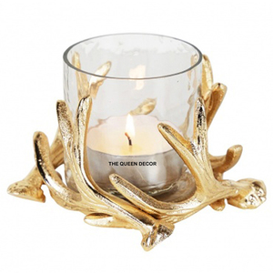 เชิงเทียนหล่อด้วยแก้วใสสำหรับงานหัตถกรรมดีไซน์รูปเขากวางเทียนคอนกรีตทันสมัยไม่เหมือนใคร - Product Image 1