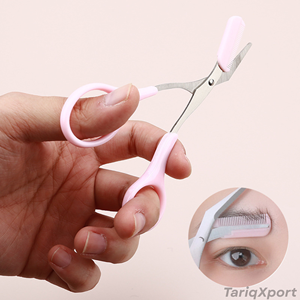Tijeras de belleza de acero inoxidable con peine y cuchilla recta de punta afilada para recortar cejas y maquillaje - Product Image 2
