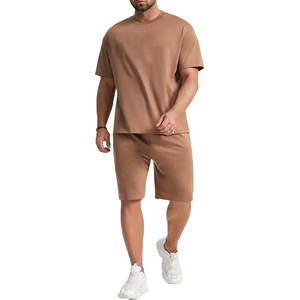 Ensemble 2 pièces décontracté pour homme en tissu éponge avec logo personnalisé, t-shirt à manches courtes et short – Prix de gros – Été 2026 - Product Image 1