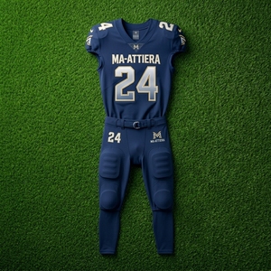 Ensemble de maillot et pantalon de football américain personnalisé bleu marine et or, uniforme d'équipe rembourré, fabricant de vêtements de sport en gros - Product Image 5