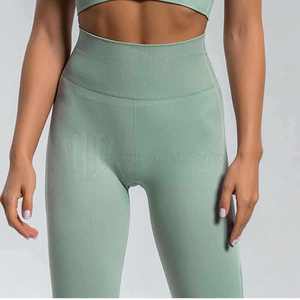 High Quality Seamless 2 Piece Womens Fitness Gym Clothing Polyester Nylon Sports Wholesale Customized Front Logo Yoga Wear Sets - Product Image 3