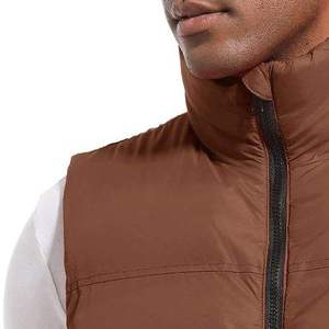 Chaleco Acolchado Marrón para Hombre, Cuello Alto, Cierre de Cremallera, Cortavientos, Ropa Exterior Informal con Bolsillos, para Otoño - Product Image 2