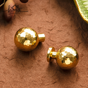 Hammered Brass Ball Cabinet Knob Decorative Furniture <b>Drawer</b> <b>Pull</b> Modern Wardrobe Door Handle Accent Decor - Product Image 1
